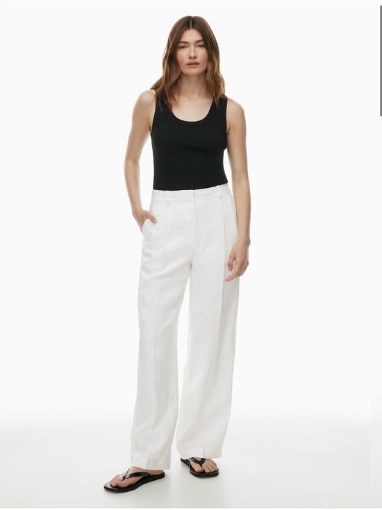 Babaton Pants - Aritzia Babaton Women’s White Pleated Wide-Leg Linen Trouser Pant Sz 0